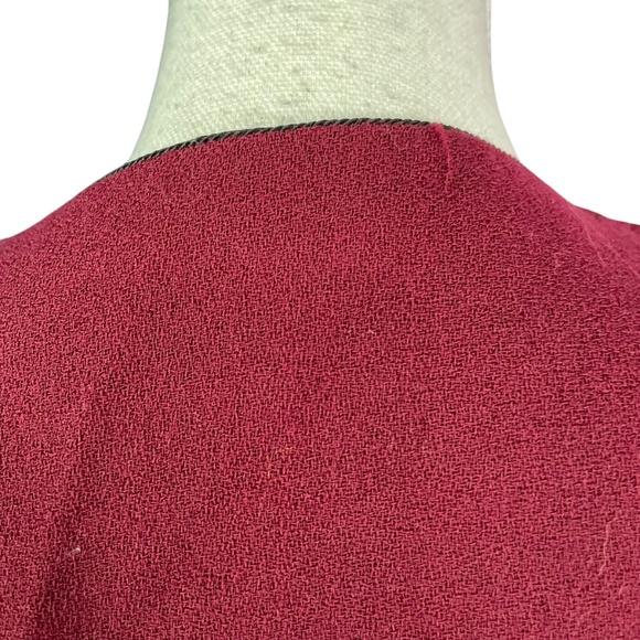 100% Wool Embroidered Dress 14 Burgundy Long Button-Up Vintage House Coat - Picture 8 of 13